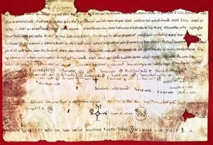 Donation Gallery: Parchment. 11th century. Land donation for Monastery of Sant