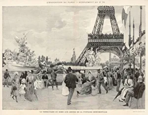 <b class=qtipBold><figcaption>Paris 1889/Tour Eiffel</figcaption></b><br>Visitors stroll in the fresh air beneath the Eiffel Tower in front of the monumental fountain<br><em>© Mary Evans Picture Library</em> Paris 1889/Tour Eiffel