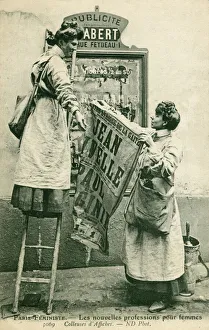 Two Parisian Feminists putting up a Poster Two Parisian Feminists putting up a Poster