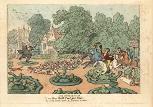 Parson cursing foxhunters and hounds trampling his garden Parson cursing foxhunters and hounds trampling his garden