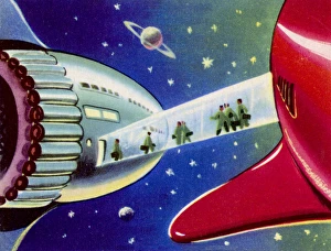 <b class=qtipBold><figcaption>Passageway in Space</figcaption></b><br>'corridor' Enabling Space Travellers to Transfer from One Spacecraft to Another<br><em>© Mary Evans Picture Library</em> Passageway in Space