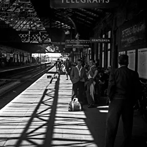 Passengers on platform, Peterborough North station Passengers on platform, Peterborough North station