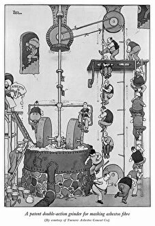 Humorous Gallery: Patent double action grinder for asbestos by Heath Robinson