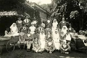 Patients and nurses in garden at Quex Park