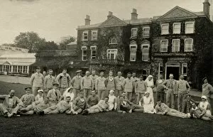 Patients and nurses in front of Quex House