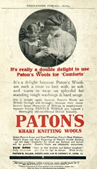 Patons Khaki knitting wools advertisement, WW1 Patons Khaki knitting wools advertisement, WW1