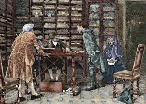 The last pawning. 18th century. Colored engraving The last pawning. 18th century. Colored engraving