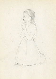 pencil-sketch-girl-praying-