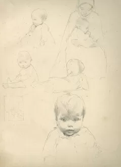 Sketches Gallery: Pencil sketches of babies and a mother
