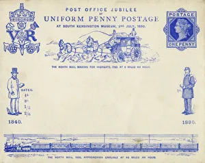 Penny Post Jubilee card - Sir Rowland Hill - 1890 Penny Post Jubilee card - Sir Rowland Hill - 1890