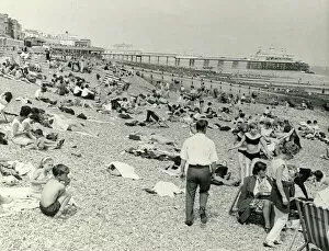 Holidays Gallery: People on the beach, Eastbourne, Sussex