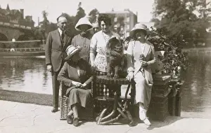 London River Thames Scene Prints: Six people and a dog at East Sheen, West London