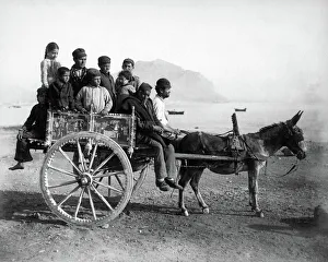 People on donkey cart, Sicily, Italy People on donkey cart, Sicily, Italy
