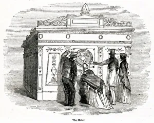 People inspecting an early gasometer, London People inspecting an early gasometer, London