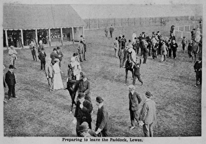People in the paddock at Lewes racecourse, Sussex People in the paddock at Lewes racecourse, Sussex