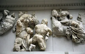 Pergamon Altar. Hephaistos and goddess Eos riding a horse Pergamon Altar. Hephaistos and goddess Eos riding a horse