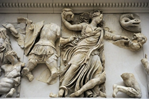 Pergamon Altar. Probably goddess Nyx or one of the Erinyes h Pergamon Altar. Probably goddess Nyx or one of the Erinyes h