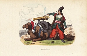 Persian bombardier firing a cannon mounted Persian bombardier firing a cannon mounted