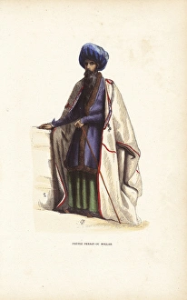 Persian mullah or priest in turban, embroidered cape Persian mullah or priest in turban, embroidered cape