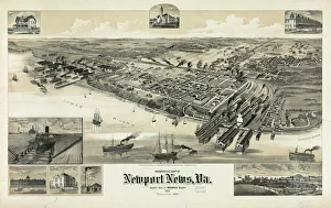 Perspective map of Newport News, Va. County seat of Warwick Perspective map of Newport News, Va. County seat of Warwick