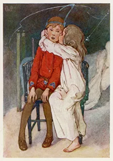 <b class=qtipBold><figcaption>Peter Pan & Wendy</figcaption></b><br>Peter being kissed gently on the cheek by Wendy. Date: First published: 1904<br><em>© Mary Evans Picture Library</em> Peter Pan & Wendy