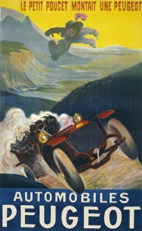 <b class=qtipBold><figcaption>Peugeot Advertisement</figcaption></b><br>An interesting advertisement for Peugeot fusing the traditional elements of speed and excitement with Charles Perrault's tale of Le Petit Poucet<br><em>© Mary Evans Picture Library 2015 - https://copyrighthub.org/s0/hub1/creation/maryevans/MaryEvansPictureID/10232159</em> Peugeot Advertisement