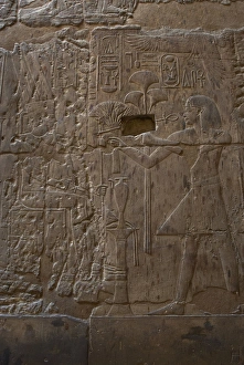 Pharaoh Amenhotep III offering to the god Amun lotus flower Pharaoh Amenhotep III offering to the god Amun lotus flower