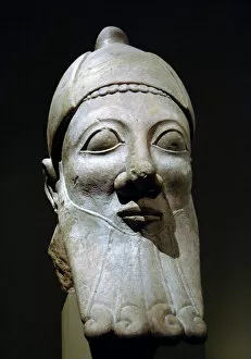 Phoenician art. Cyprus. Bust of a bearded man. 6th century B