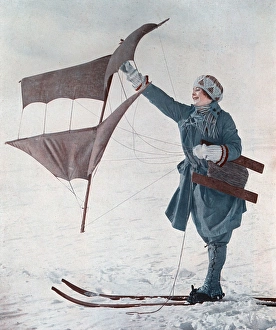 Photo of kite-flying on skis, Finse, Norway Photo of kite-flying on skis, Finse, Norway