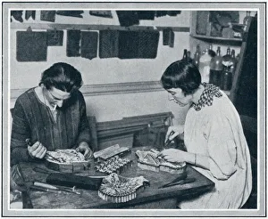 Phyllis Barron and her hand-block printing on stuffs Phyllis Barron and her hand-block printing on stuffs