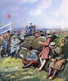 Aintree Gallery: Picknickers at the fences at Aintree - Grand National
