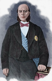 Pierre Jules Baroche (1802-1870). Colored engraving, 1883 Pierre Jules Baroche (1802-1870). Colored engraving, 1883