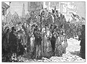 HenryVIII Prints: Print of the Pilgrimage of Grace 1537, a protest in Northern England