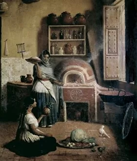 Puebla Gallery: PINGRET, Edouard (1788-1875). Cocina Poblana