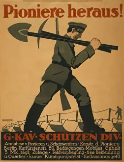 Framed Print of Lucian Zabel's 'Pioniere heraus!' German