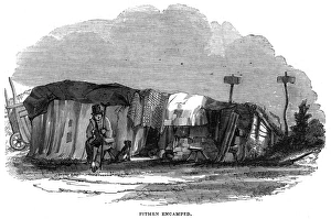 Striker Gallery: Pitmen encamped - evicted coal miner and his dwelling