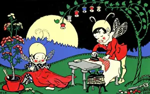 Childrens Book Illustrations Prints: Pixie tailors