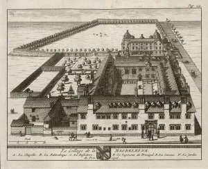 University Prints: Magdalen College Print 1675 Bird's-Eye View Engraving