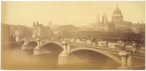 Prints of looking north, with Blackfriars Station in the centre of the photo, St Pauls Cathedral on the skyline Bridge Prints: Blackfriars Bridge Print, C1890, Looking North