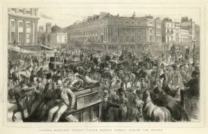 Victorian Era Transportation Prints: Traffic at Oxford (Regent) Circus, Central London