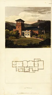Plan and elevation of a Regency artist's villa Plan and elevation of a Regency artist's villa
