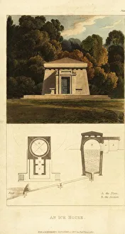Plan and elevation of a Regency neoclassical ice house Plan and elevation of a Regency neoclassical ice house