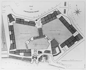 A plan of the St. Katharines Docks in London A plan of the St. Katharines Docks in London