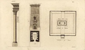 Plan, tomb and column from the Temple of Bel, Palmyra, Syria Plan, tomb and column from the Temple of Bel, Palmyra, Syria