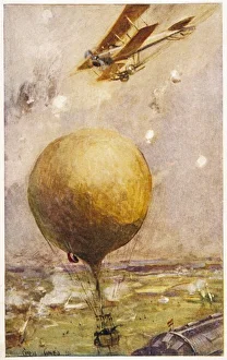 <b class=qtipBold><figcaption>Plane Attacks Balloon</figcaption></b><br>A British biplane attacks a balloon protecting an enemy airship shed near Ghent<br><em>© Mary Evans Picture Library</em> Plane Attacks Balloon
