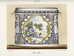 Planter from Rouen, France, with Pan and animals Planter from Rouen, France, with Pan and animals