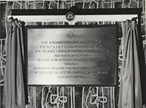 Funding Gallery: Plaque in Assembly Hall, Baden Powell House, London