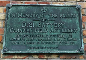 Plaque to Canadian Artillery D21 Battery, Zonnebeke Plaque to Canadian Artillery D21 Battery, Zonnebeke