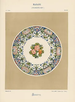 Plate from Marans, France, with botanical Plate from Marans, France, with botanical
