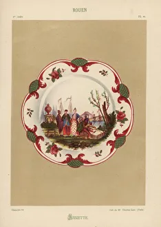 Plate from Rouen, France, decorated with landscape Plate from Rouen, France, decorated with landscape